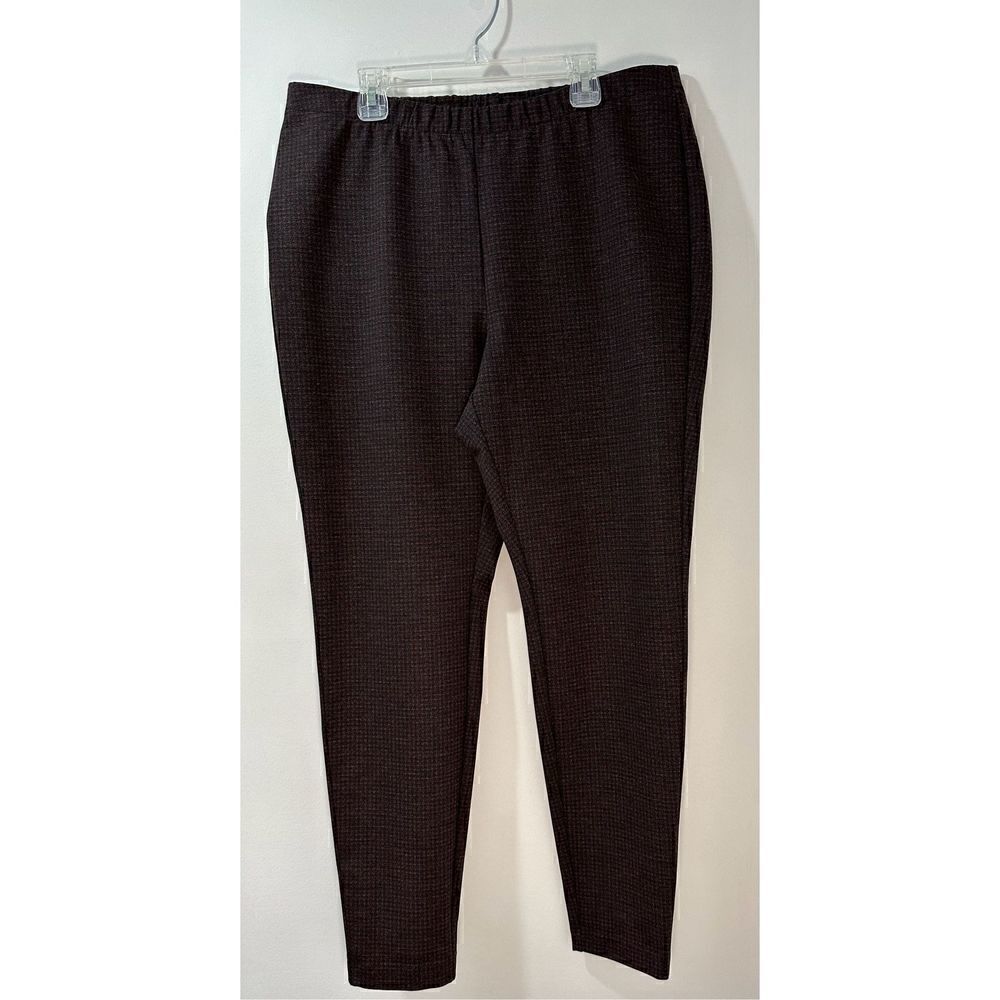 J. Jill Ponte brown houndstooth leggings stretchy waist size Large #41-1036